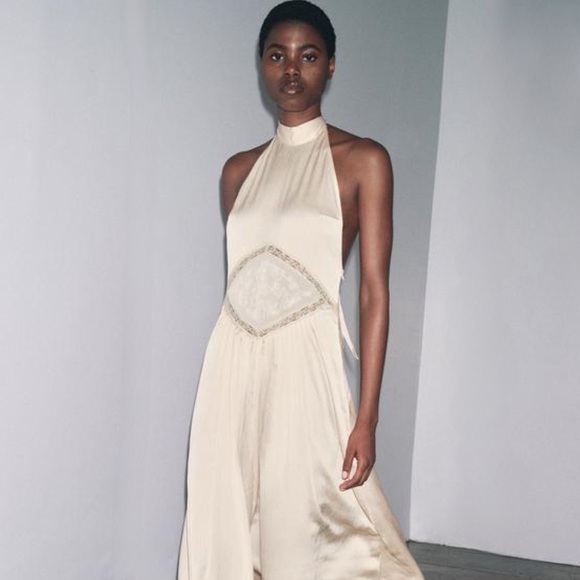 ZARA EMBROIDERED MIDI DRESS - Mid-ecru - Picture 6 of 16